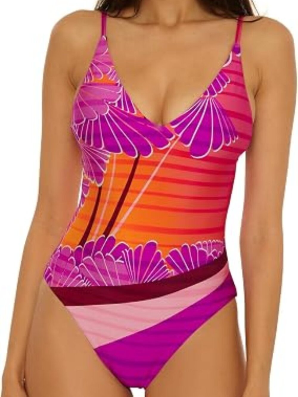 TRINA TURK RHODES PRINTED V-NECK MAILLOT ONE PIECE IN SIZES 6 & 8